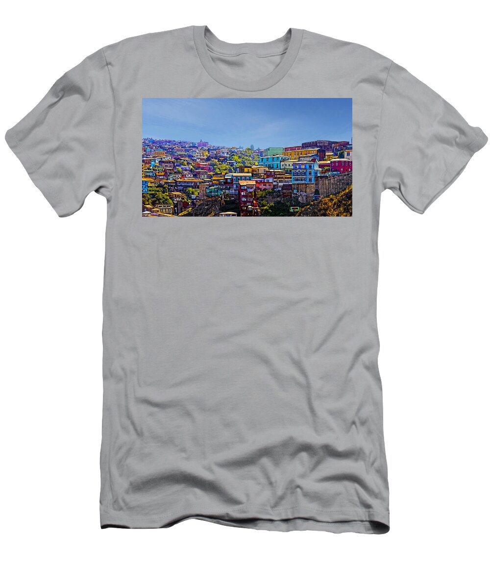 Paint T-Shirt featuring the photograph Cerro Artilleria Valparaiso Chile by Kurt Van Wagner