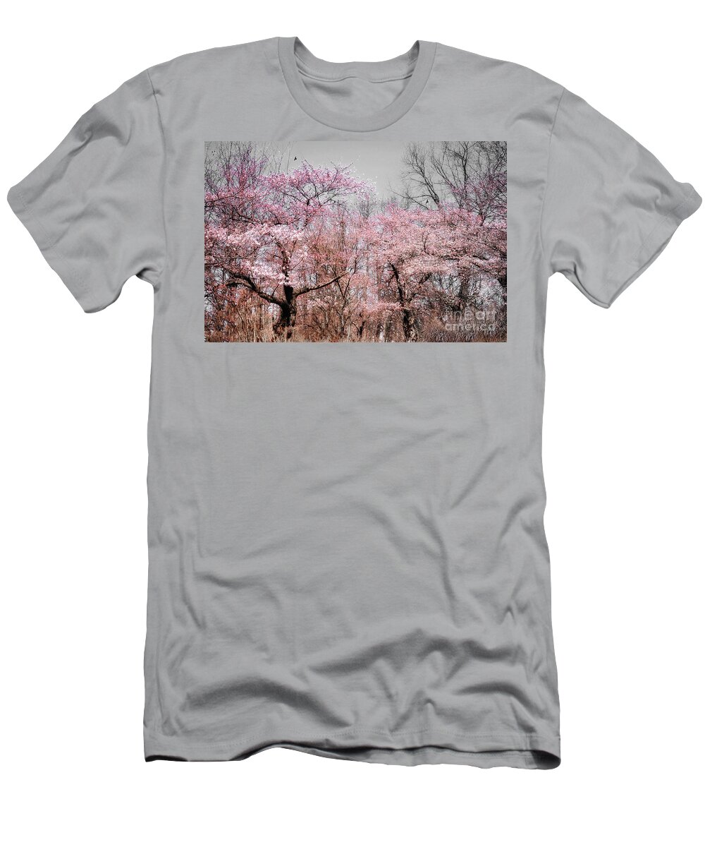Spring T-Shirt featuring the photograph Cherry Blossom Trees by Elaine Manley