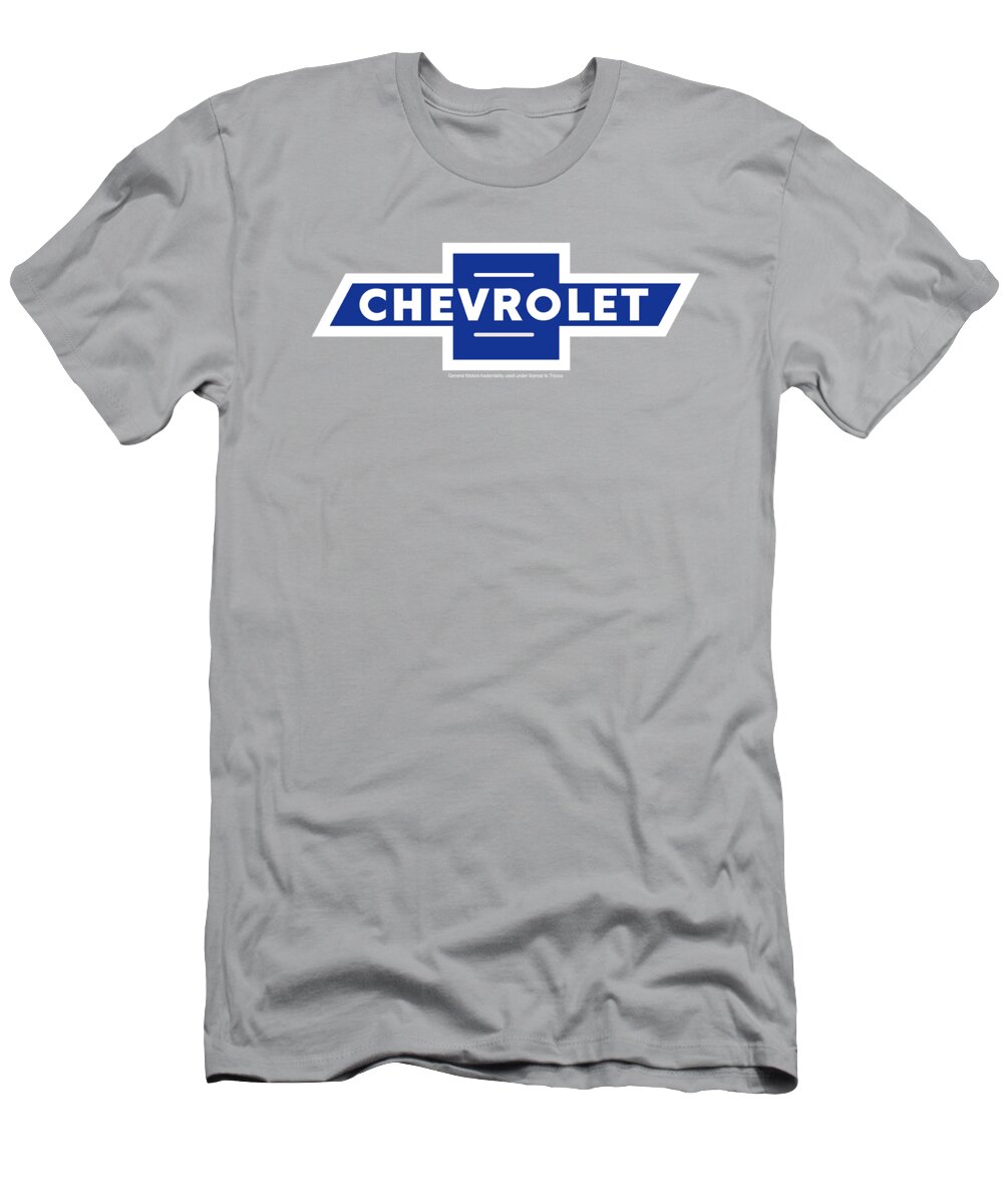  T-Shirt featuring the digital art Chevrolet - Vintage White Border Bowtie by Brand A