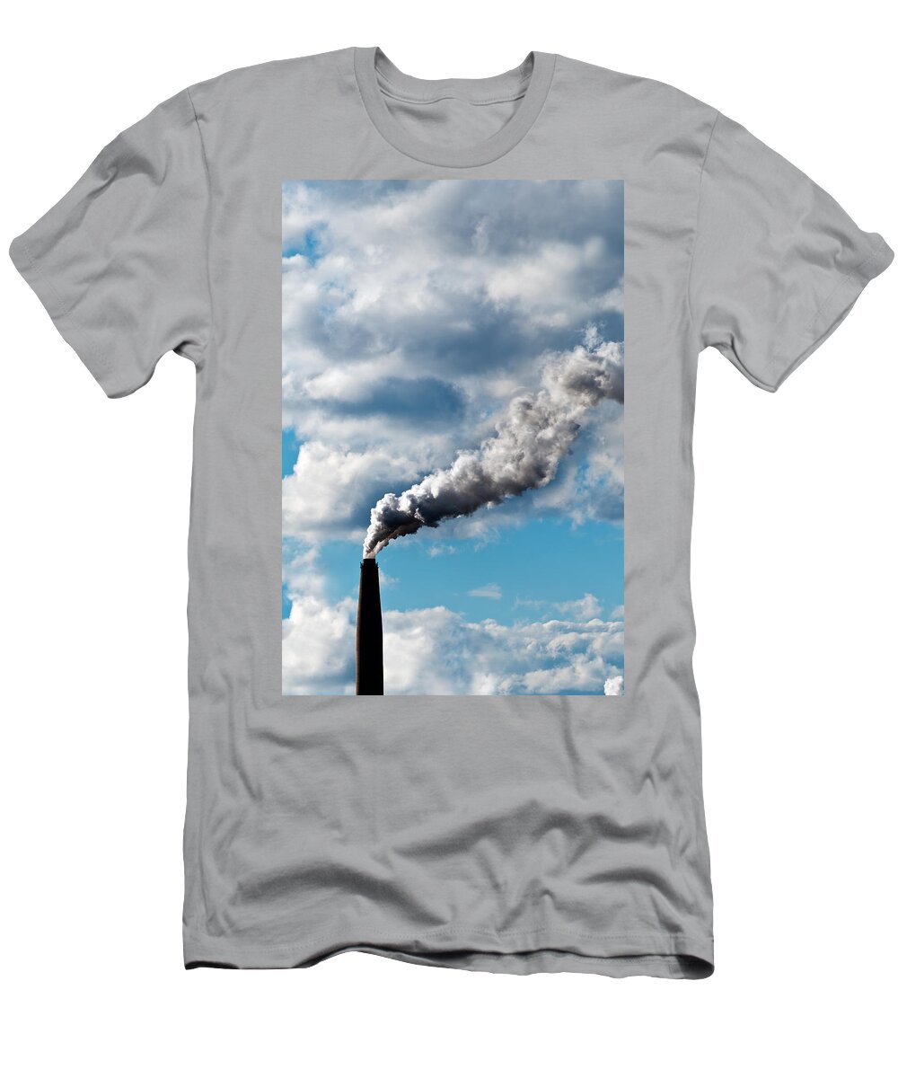Air T-Shirt featuring the photograph Chimney exhaust waste amount of CO2 into the atmosphere by U Schade
