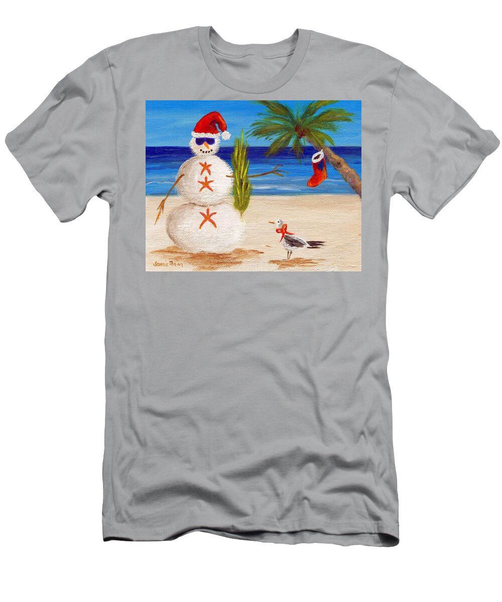 Christmas T-Shirt featuring the painting Christmas Sandman by Jamie Frier