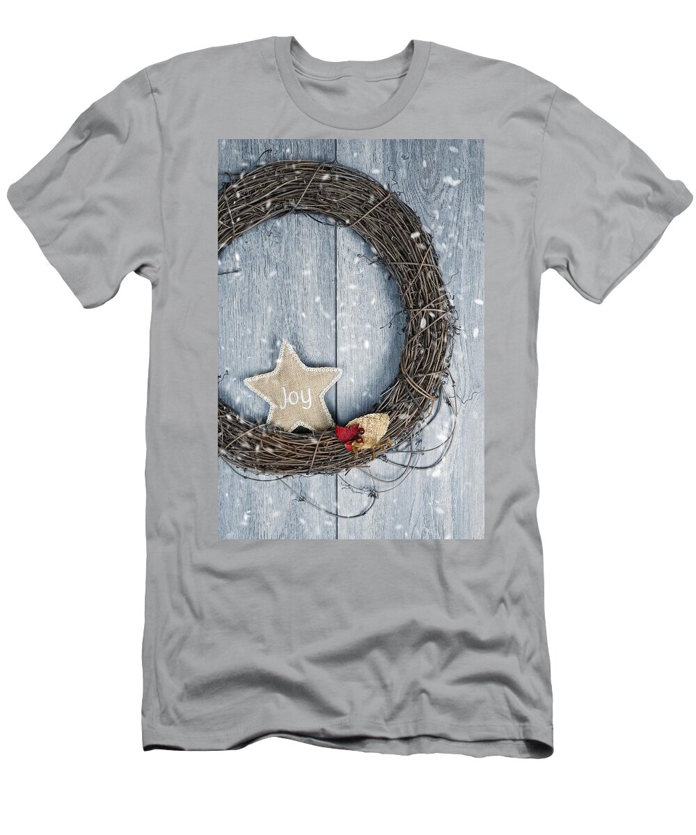 #faaAdWordsBest T-Shirt featuring the photograph Christmas Wreath by Amanda Elwell