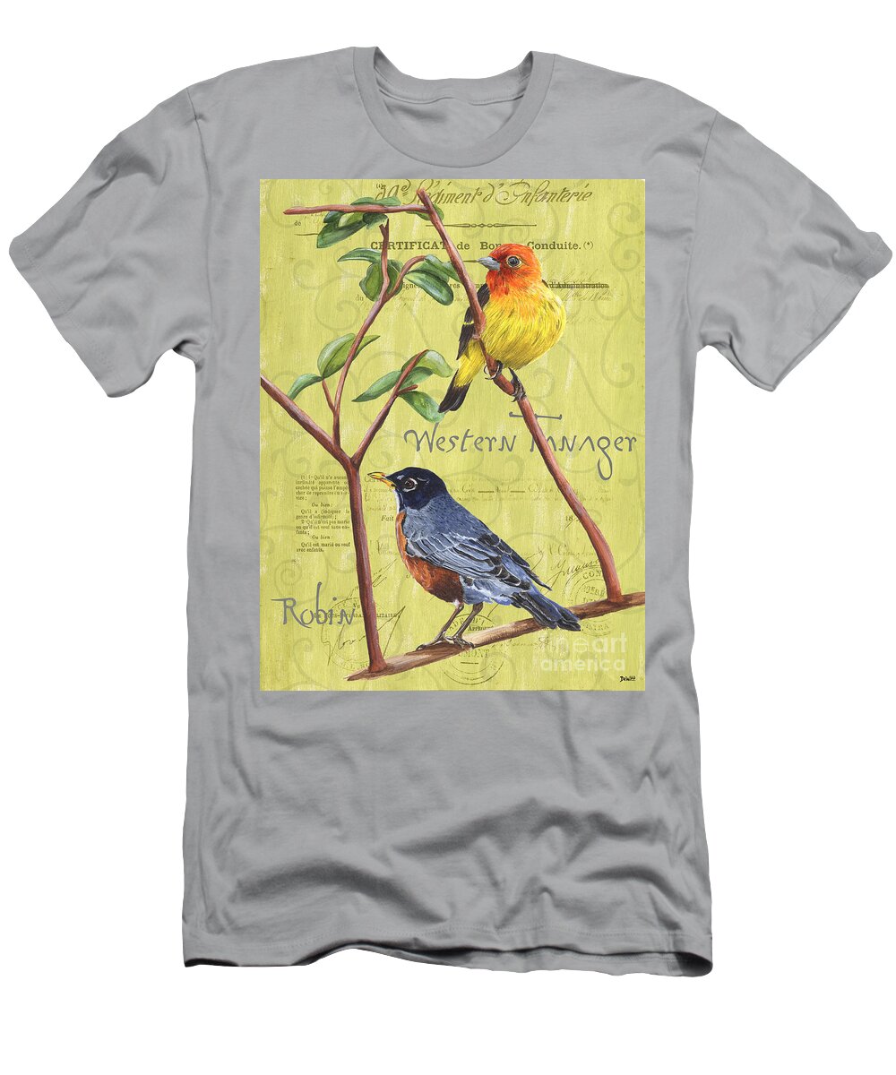 Bird T-Shirt featuring the painting Citron Songbirds 2 by Debbie DeWitt