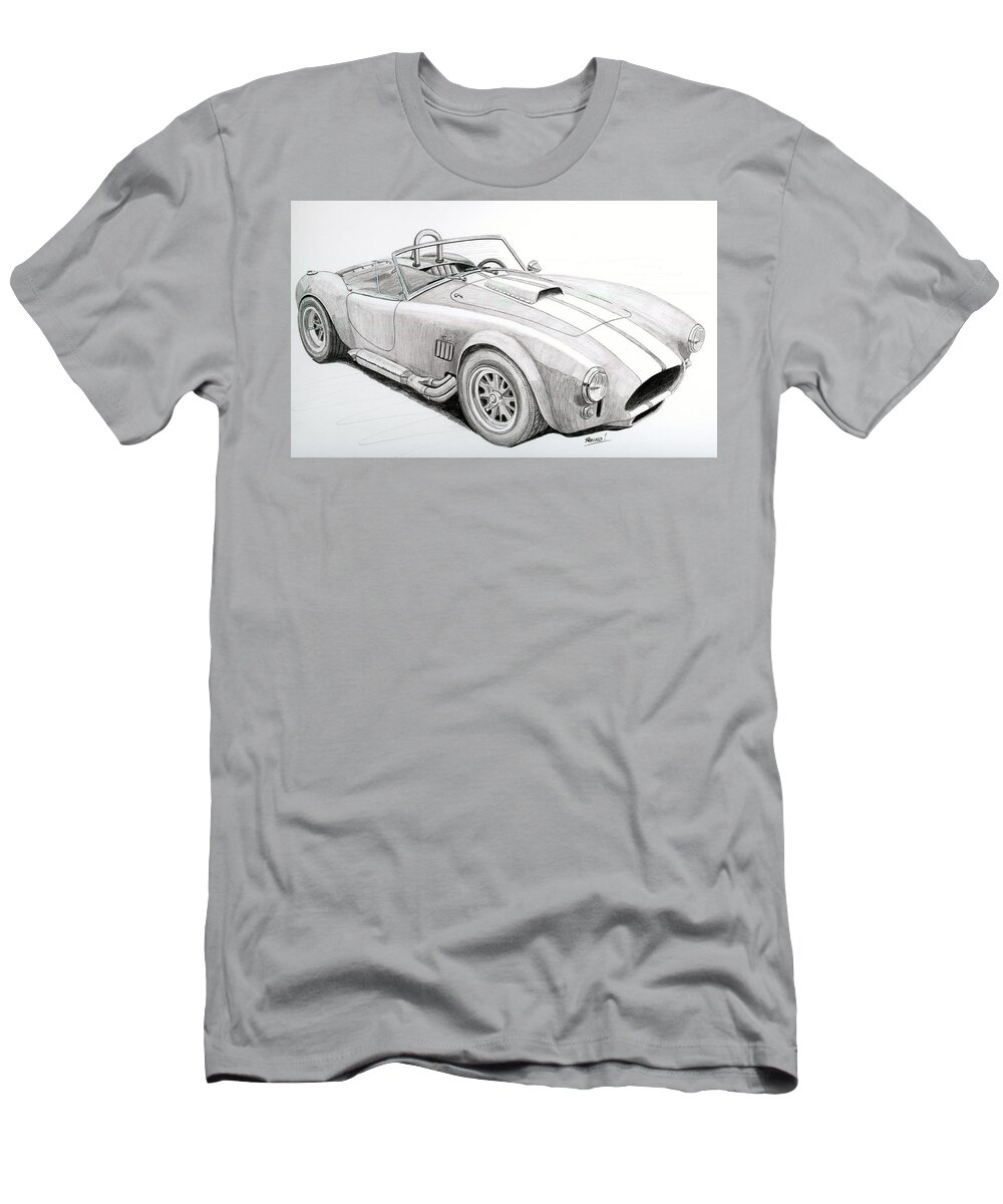 Ford T-Shirt featuring the drawing AC Ford Cobra with 427 by Rick Bennett