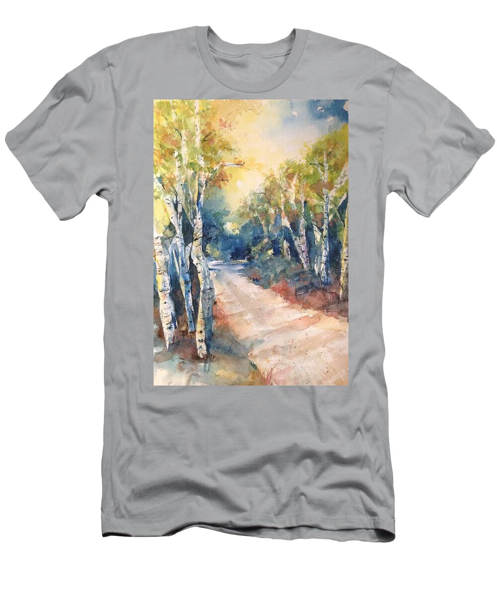 Country Road T-Shirt featuring the painting Colorado Country Road by Robin Miller-Bookhout