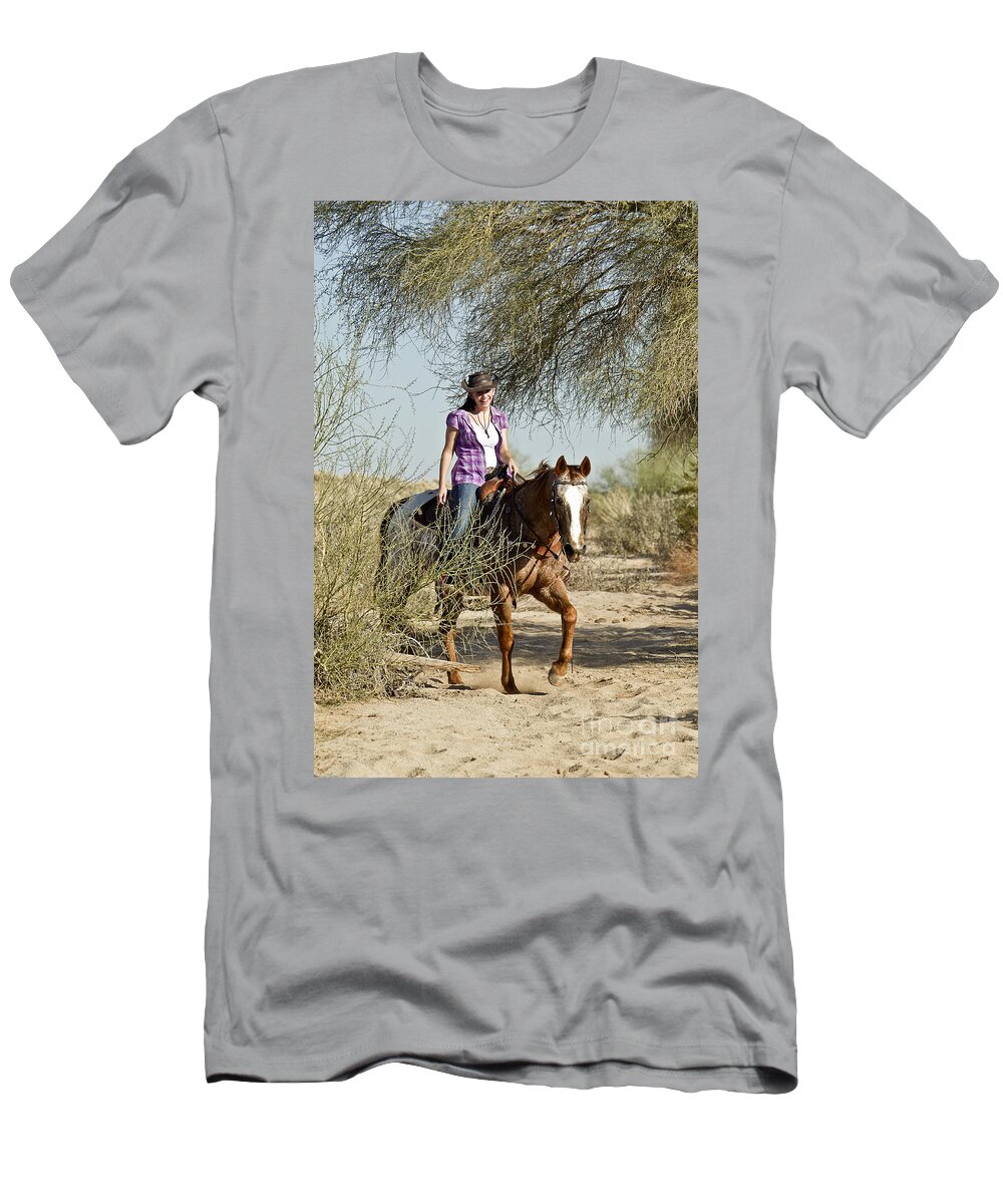 Horse T-Shirt featuring the photograph Coming Through the Wash by Kathy McClure