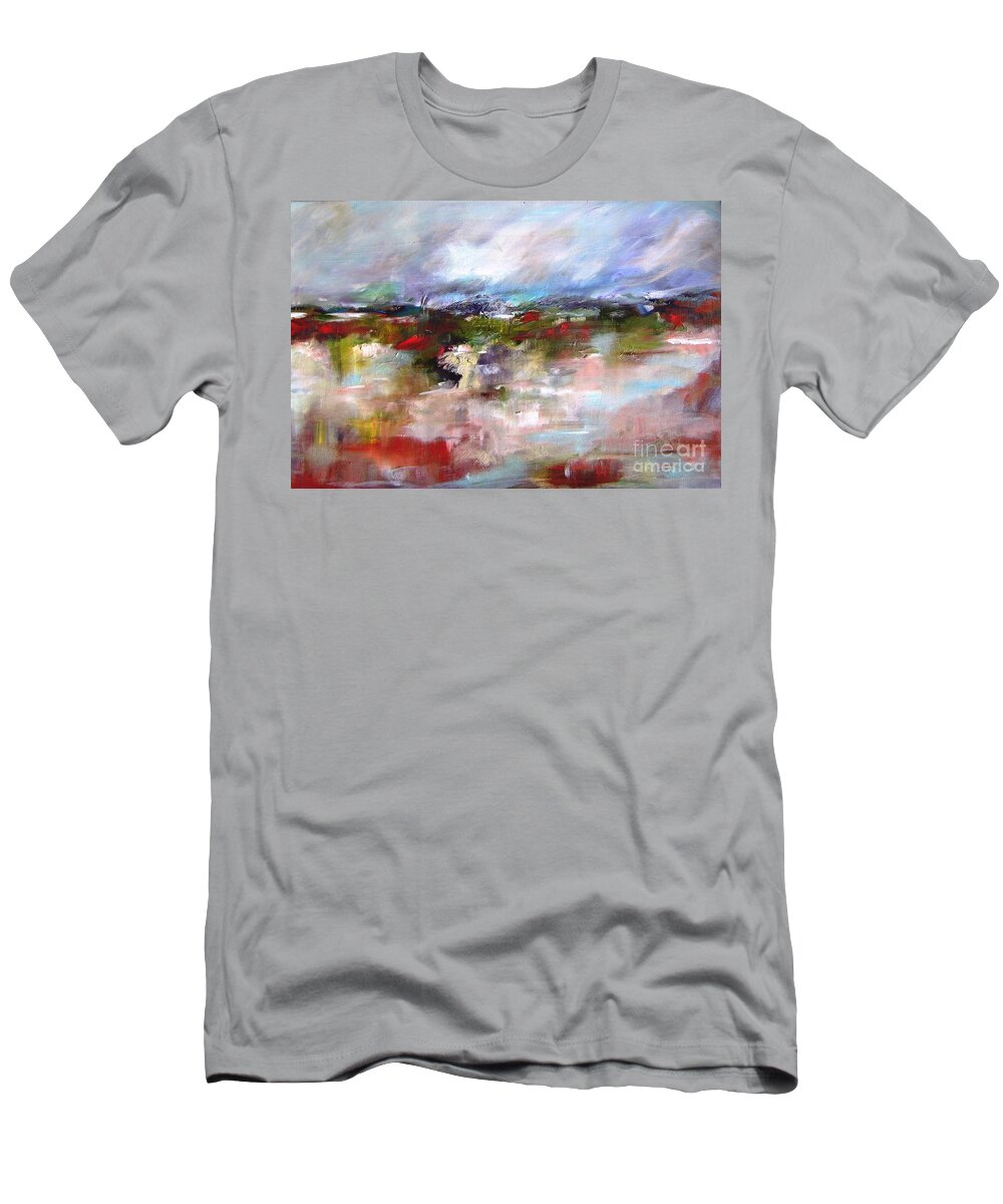Abstract T-Shirt featuring the painting Connemara Abstract Landscape Painting by Mary Cahalan Lee - aka PIXI