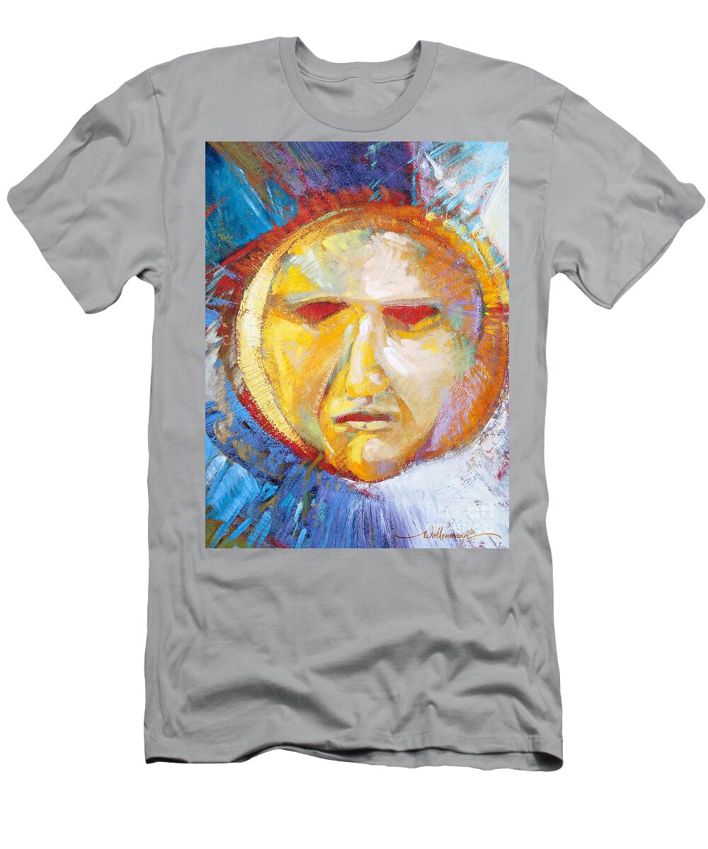 Mask T-Shirt featuring the painting Contemplating the Sun by Randy Wollenmann