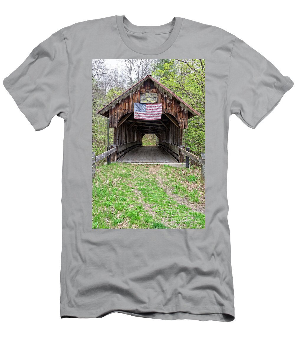 Cornish T-Shirt featuring the photograph Cornish NH Covered Bridge by Edward Fielding