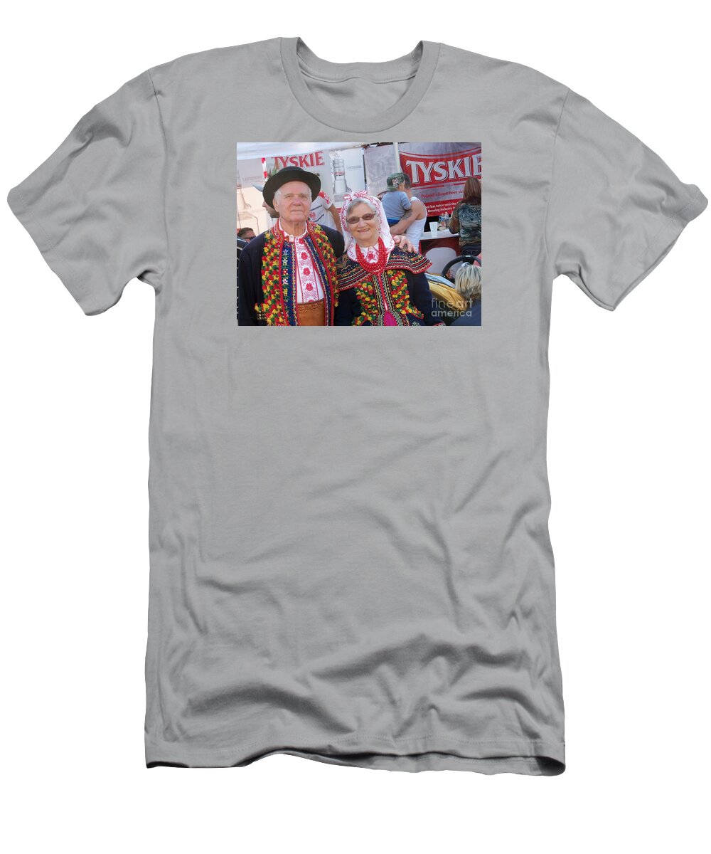 Street Festival T-Shirt featuring the photograph Couples in Polish national costumes by Lingfai Leung