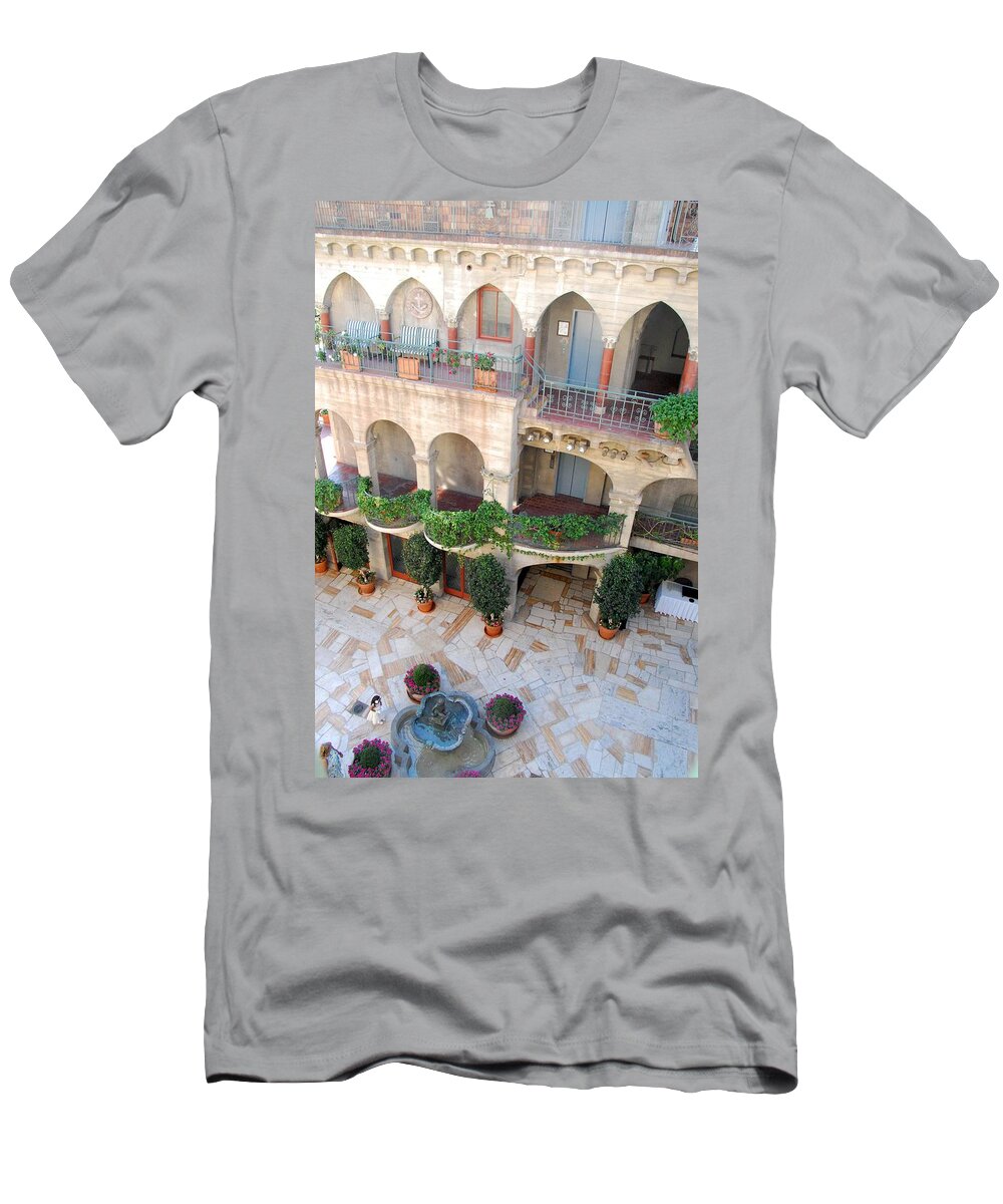 Mission Inn T-Shirt featuring the photograph Courtyard 2 by Amy Fose