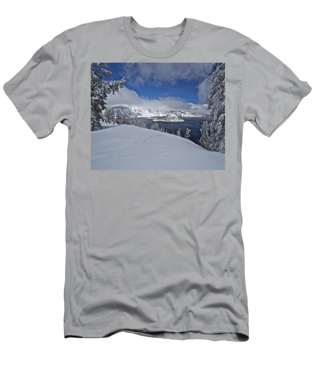 Crater T-Shirt featuring the photograph Crater Lake/ Wizard Island by Todd Kreuter