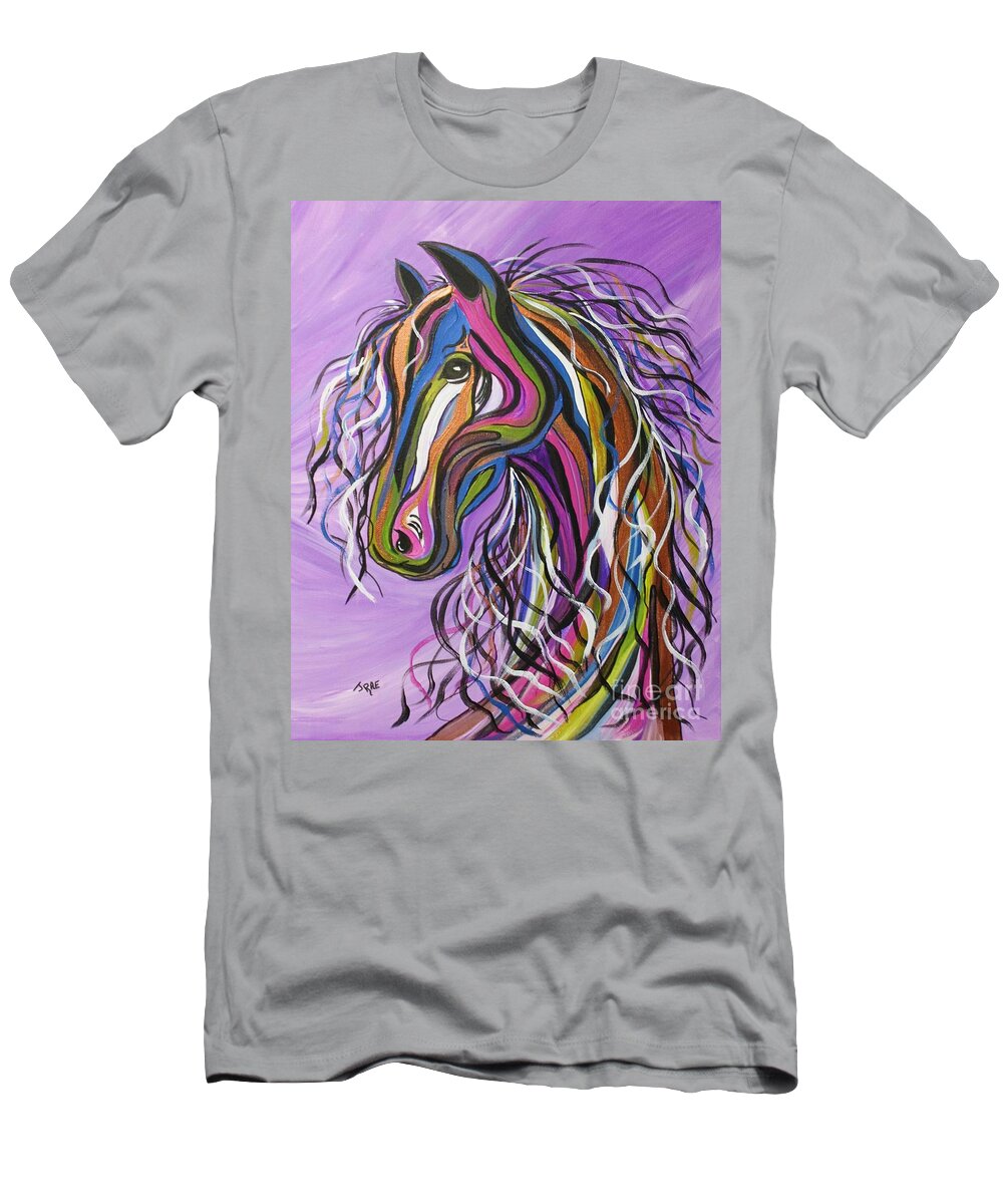 Horse T-Shirt featuring the painting Crazy Horse by Janice Pariza