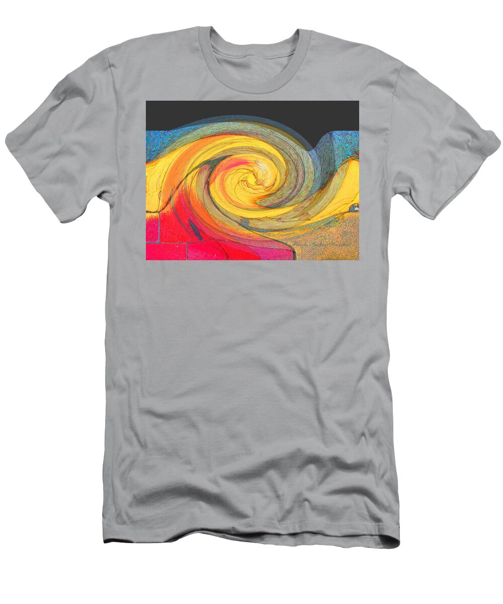 Curb Art T-Shirt featuring the photograph Curb Swirl - Photograph Abstract - Manipulated Photograph by Brooks Garten Hauschild