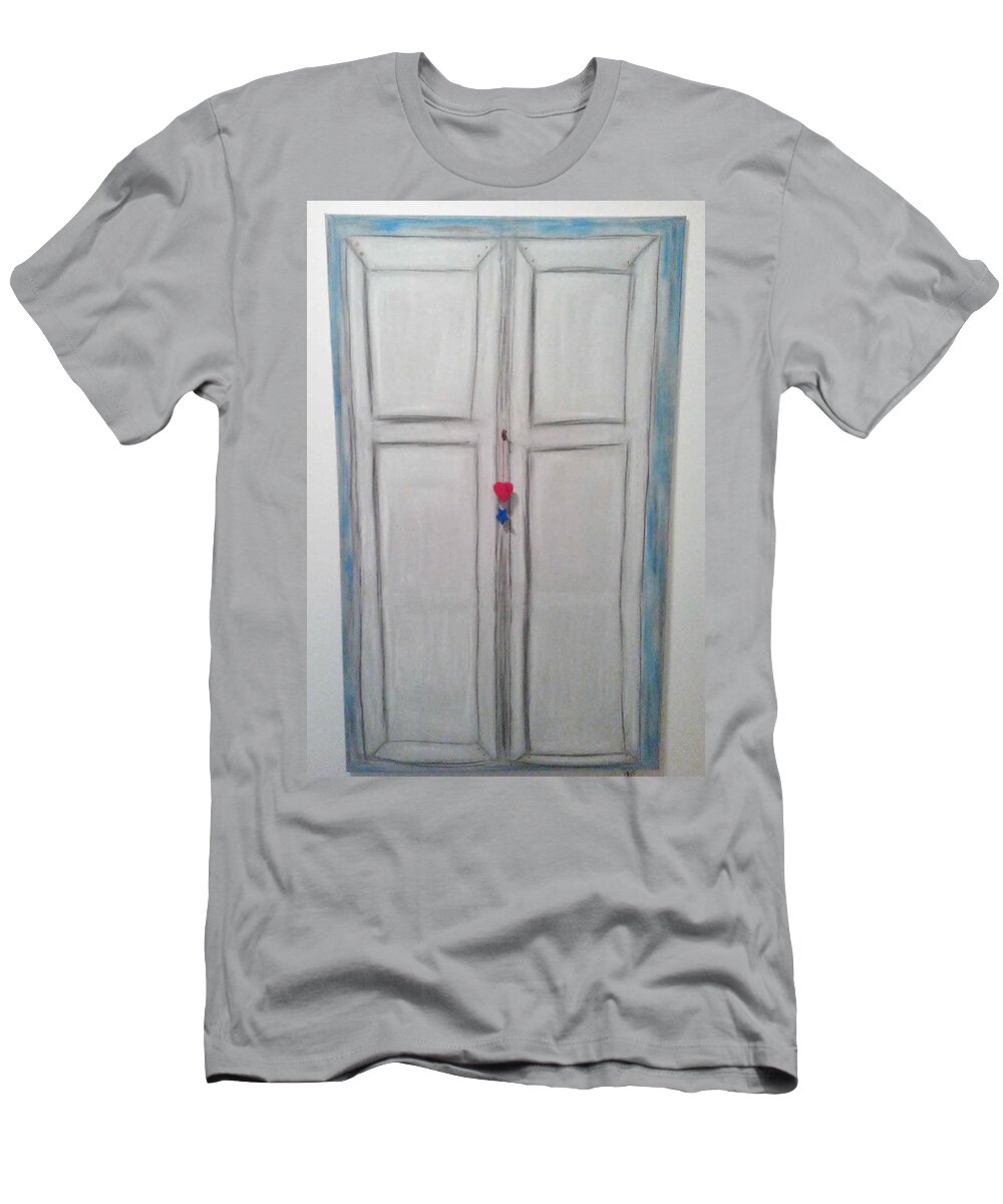 Abstract Painting Strcutured Mix T-Shirt featuring the painting D1 - door by KUNST MIT HERZ Art with heart