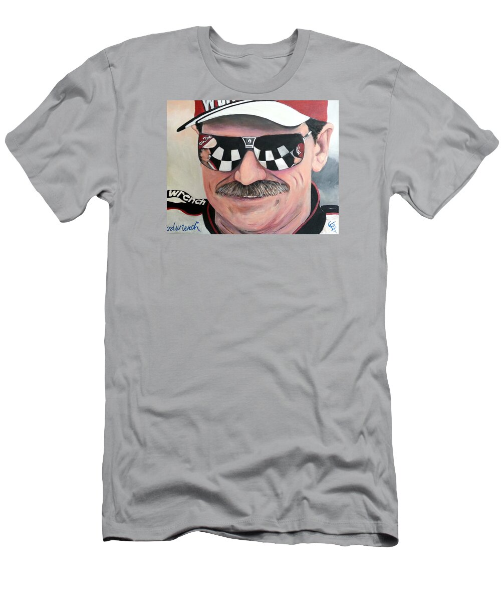 Racing T-Shirt featuring the painting Dale Earnhardt Sr by Tom Carlton