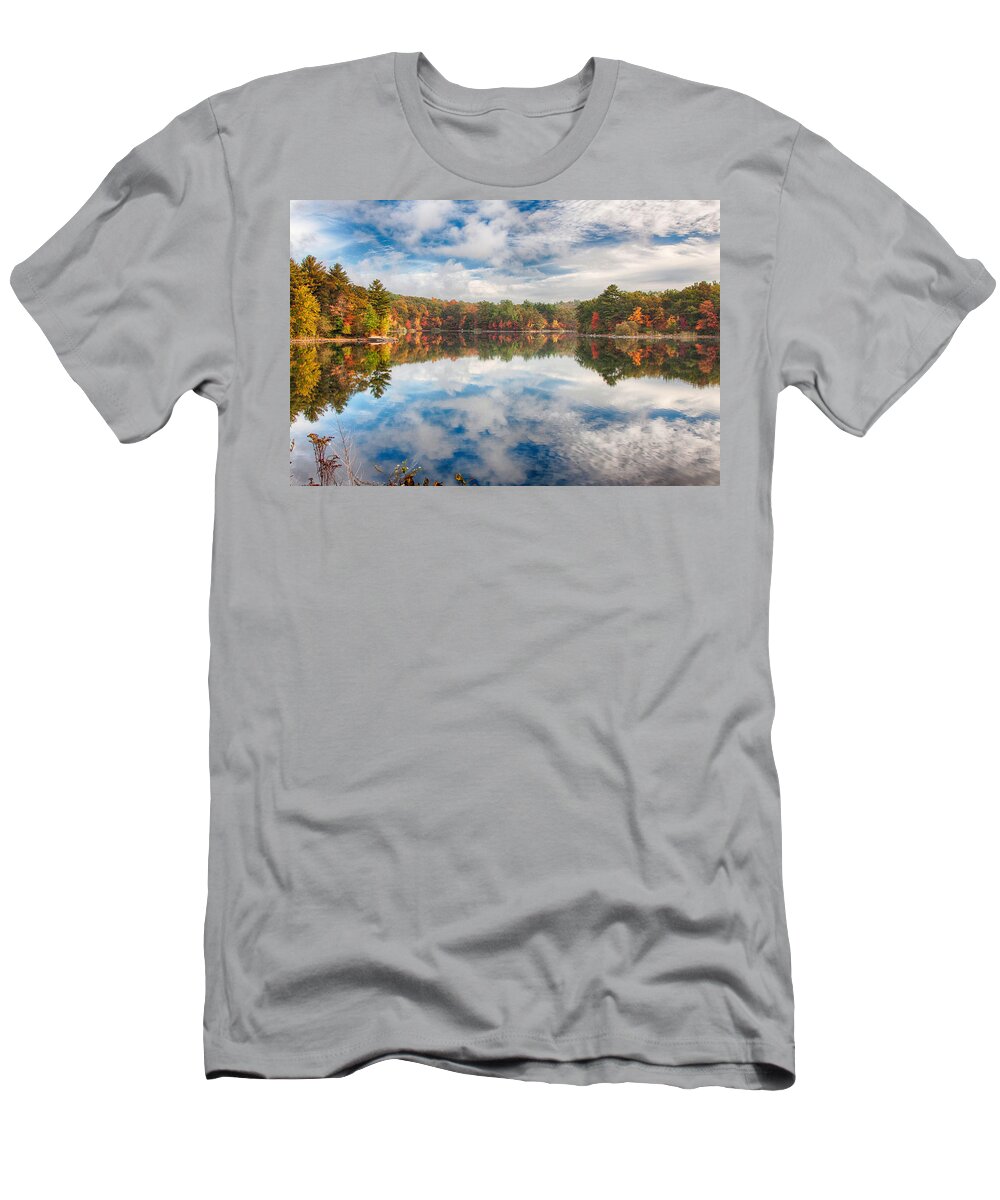 Autumn Foliage T-Shirt featuring the photograph Dawn reflection of fall colors by Jeff Folger