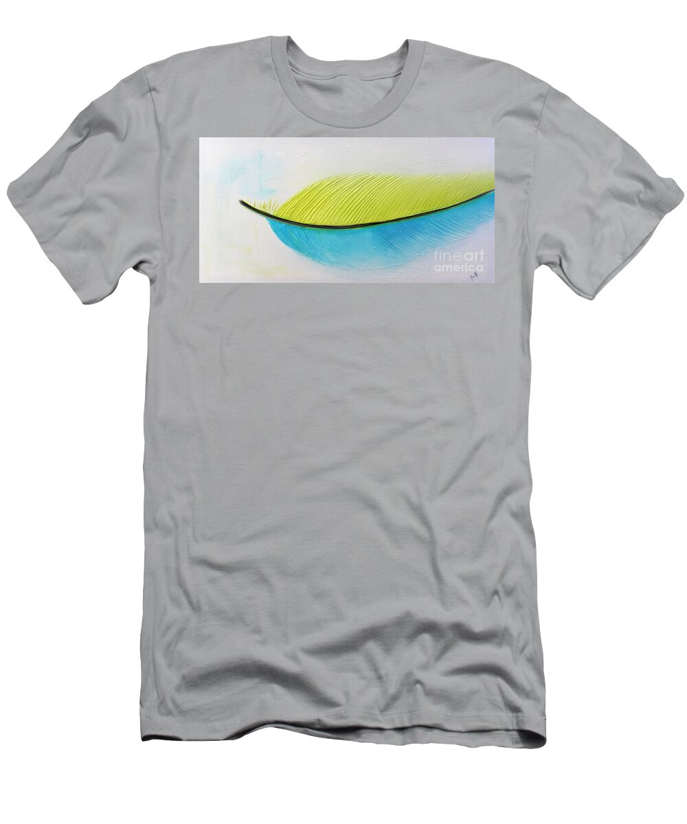 White T-Shirt featuring the painting Delighted_1 by Preethi Mathialagan