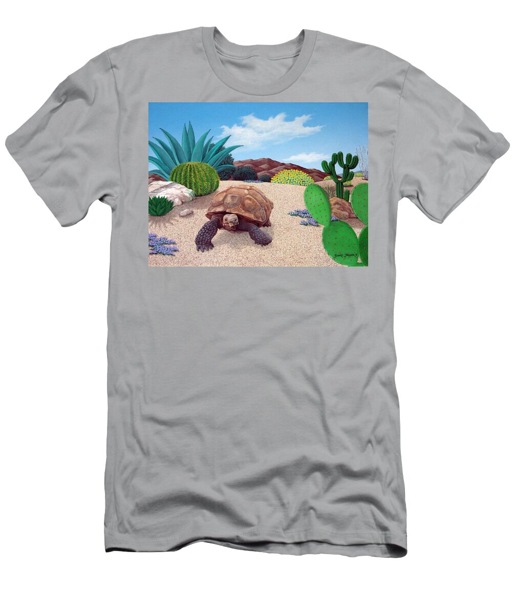 Tortoise T-Shirt featuring the painting Desert Tortoise by Snake Jagger