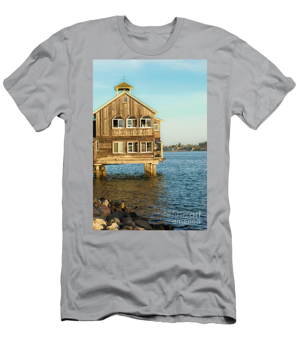 Claudia's Art Dream T-Shirt featuring the photograph A Seaport Village Restaurant by Claudia Ellis
