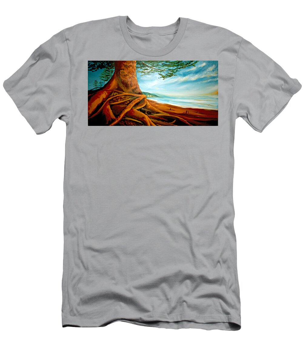 Landscape T-Shirt featuring the painting Distant Shores Rejoice by Meaghan Troup
