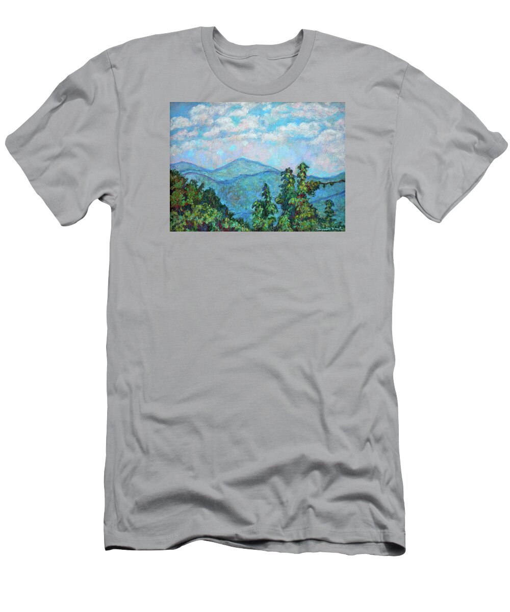 Kendall Kessler T-Shirt featuring the painting Distant View of Peaks of Otter by Kendall Kessler