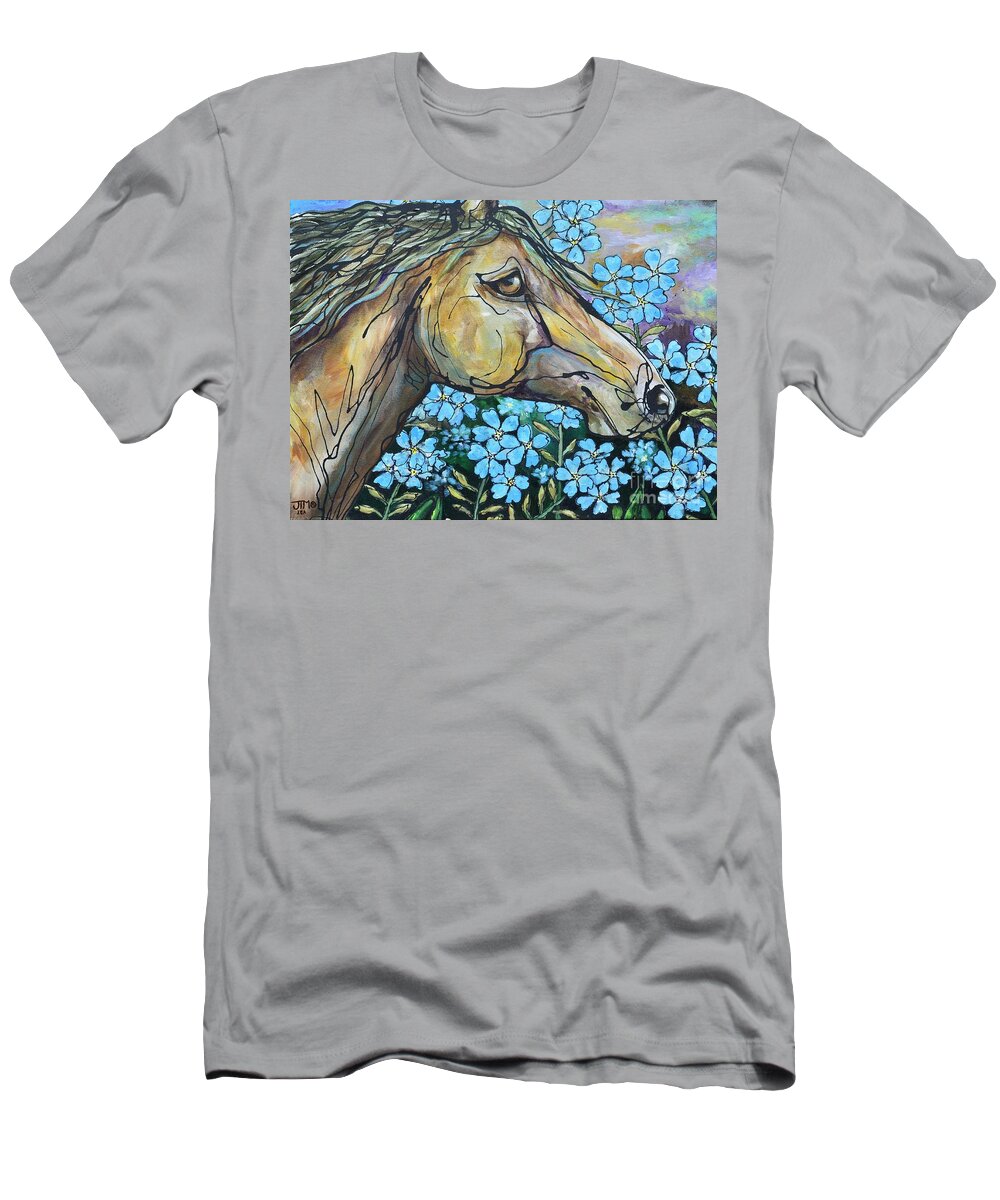 Horse T-Shirt featuring the painting Don't Forget Me by Jonelle T McCoy