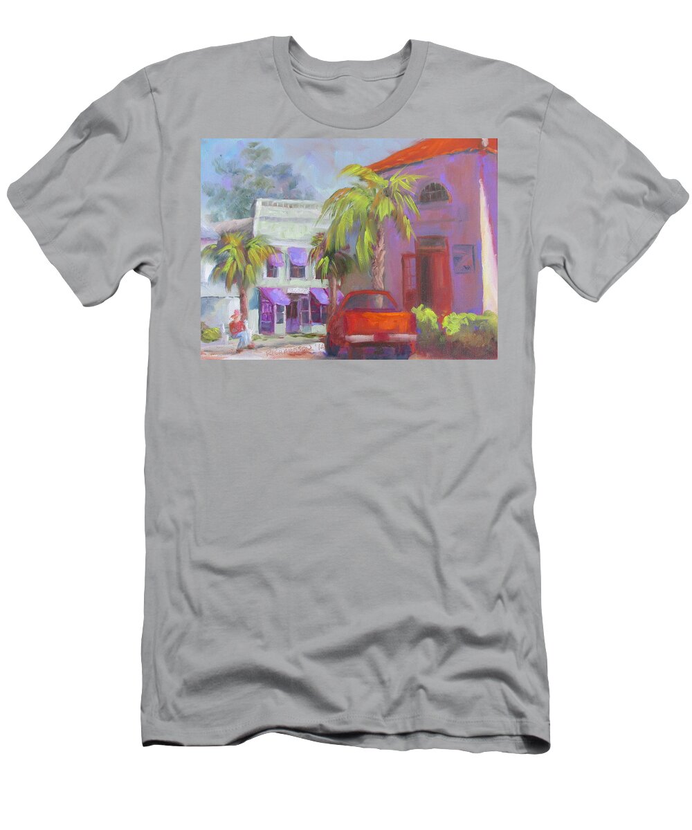 Apalachicola T-Shirt featuring the painting Downtown Books Four PM by Susan Richardson