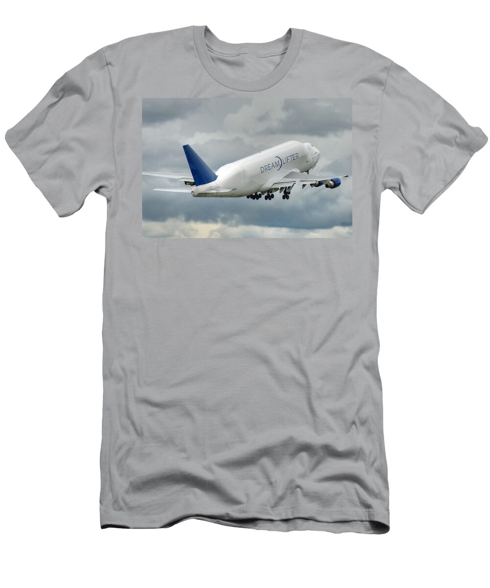 Boeing T-Shirt featuring the photograph Dreamlifter Takeoff 2 by Jeff Cook