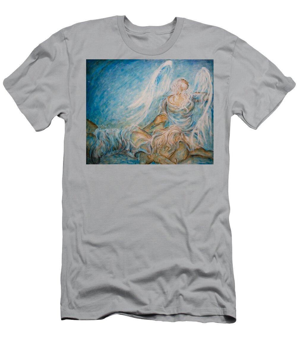 Angel T-Shirt featuring the painting Drifting 02 by Nik Helbig