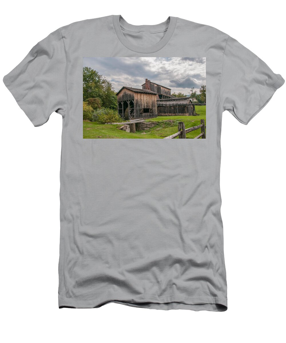 Buildings T-Shirt featuring the photograph Eagle Ironworks 18716c by Guy Whiteley