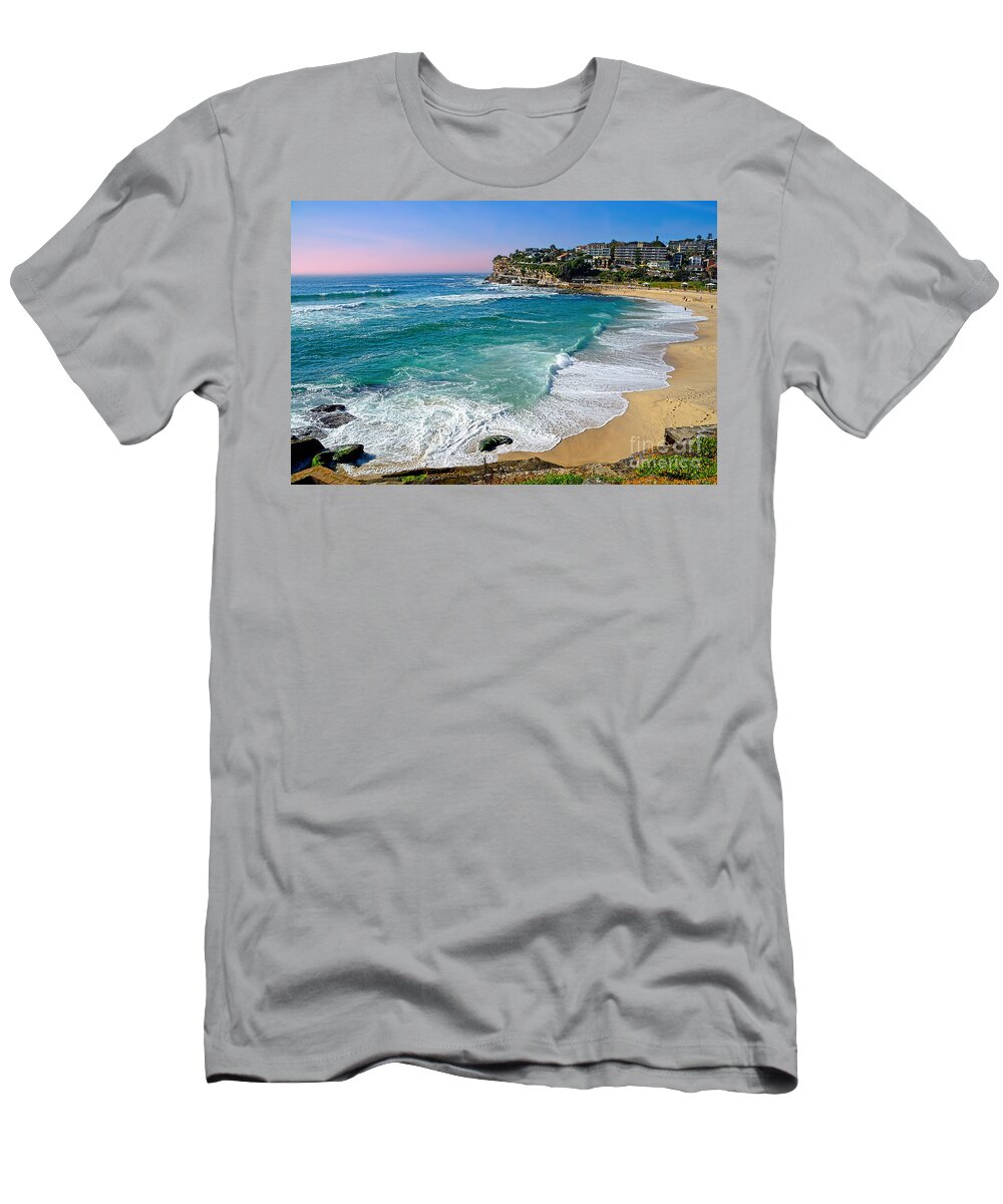 Photography T-Shirt featuring the photograph Early Morning Bronte Beach by Kaye Menner by Kaye Menner