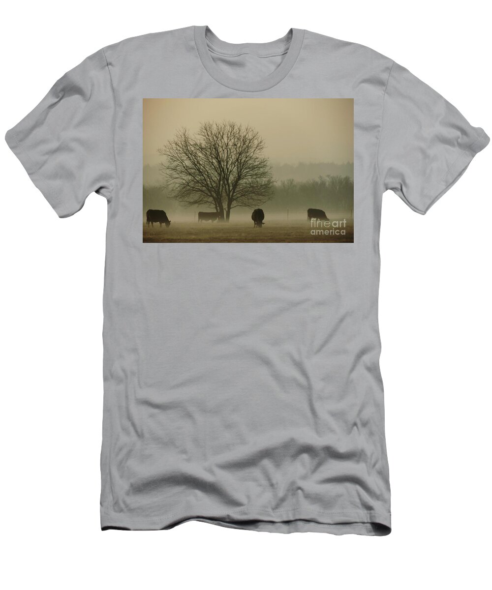 Morning Fog T-Shirt featuring the photograph Early Morning Fog 013 by Robert ONeil