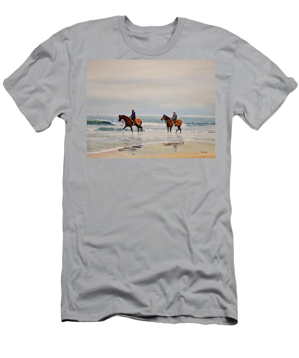 Horses T-Shirt featuring the painting Early Morning Paddle by Barry BLAKE