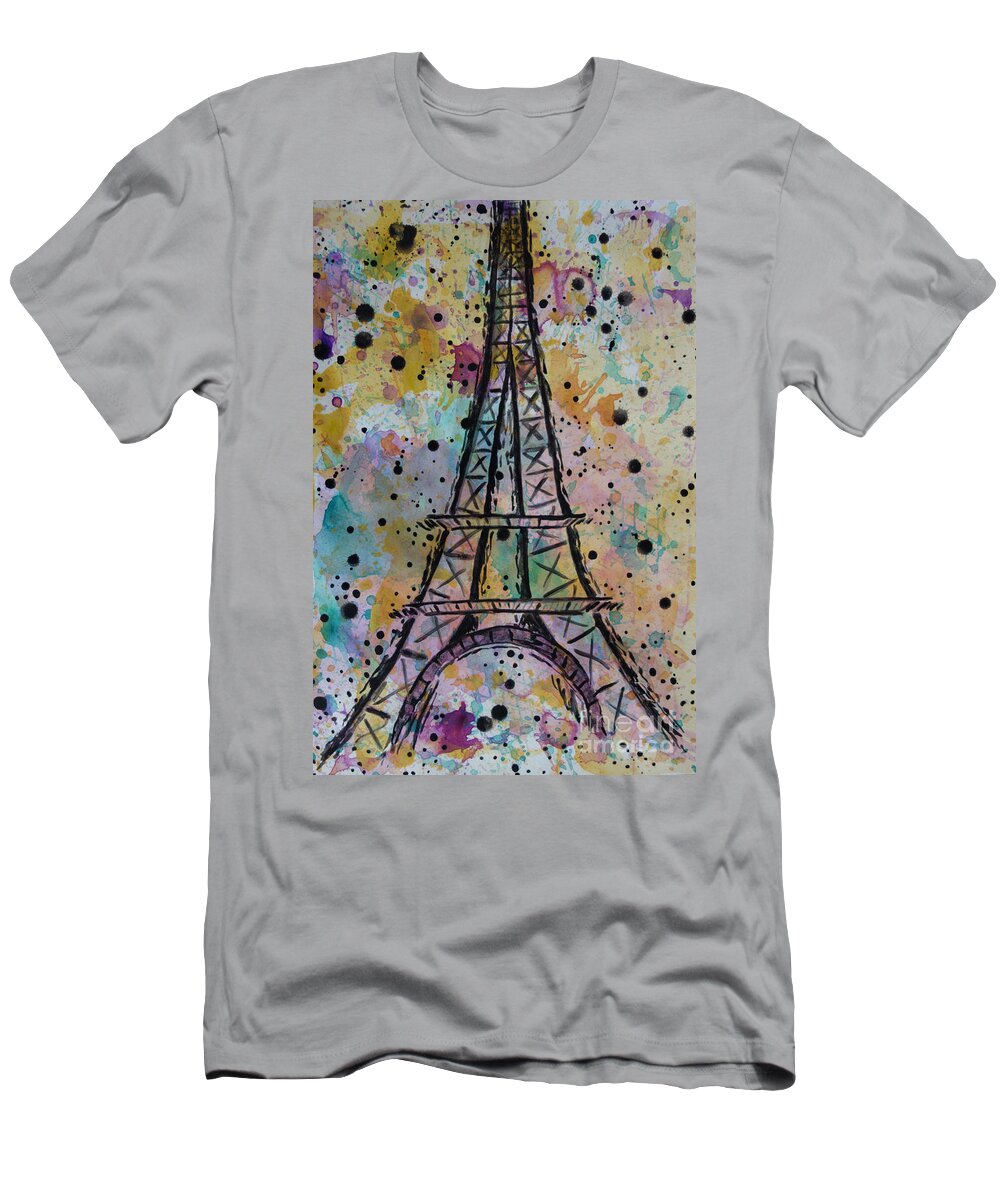 Eiffel Tower T-Shirt featuring the painting Eiffel Tower by Jacqueline Athmann