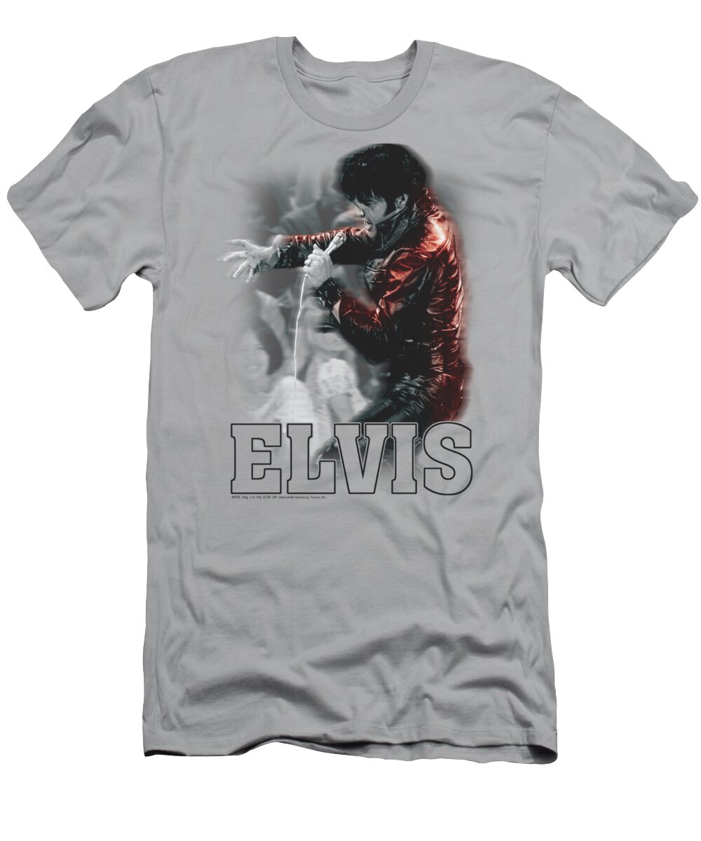 Elvis T-Shirt featuring the digital art Elvis - Black Leather by Brand A