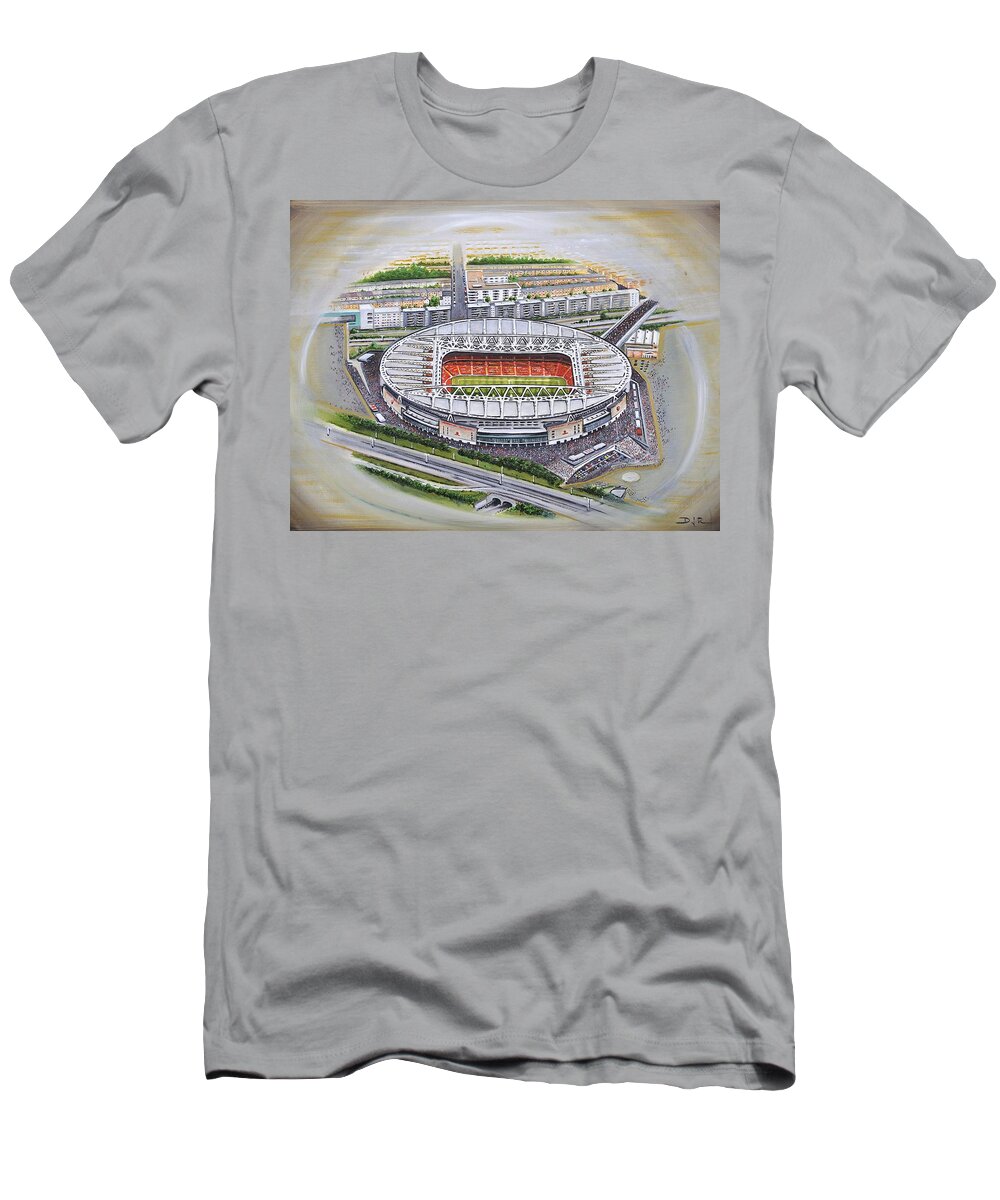 Afc T-Shirt featuring the painting Emirates Stadium - Arsenal by D J Rogers