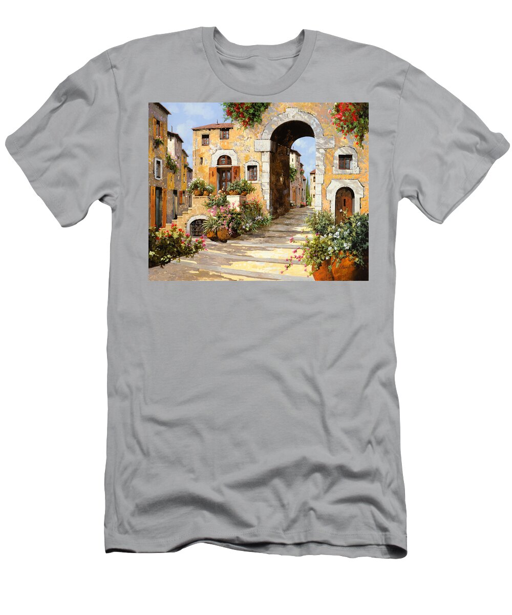 Cityscape T-Shirt featuring the painting Entrata Al Borgo by Guido Borelli