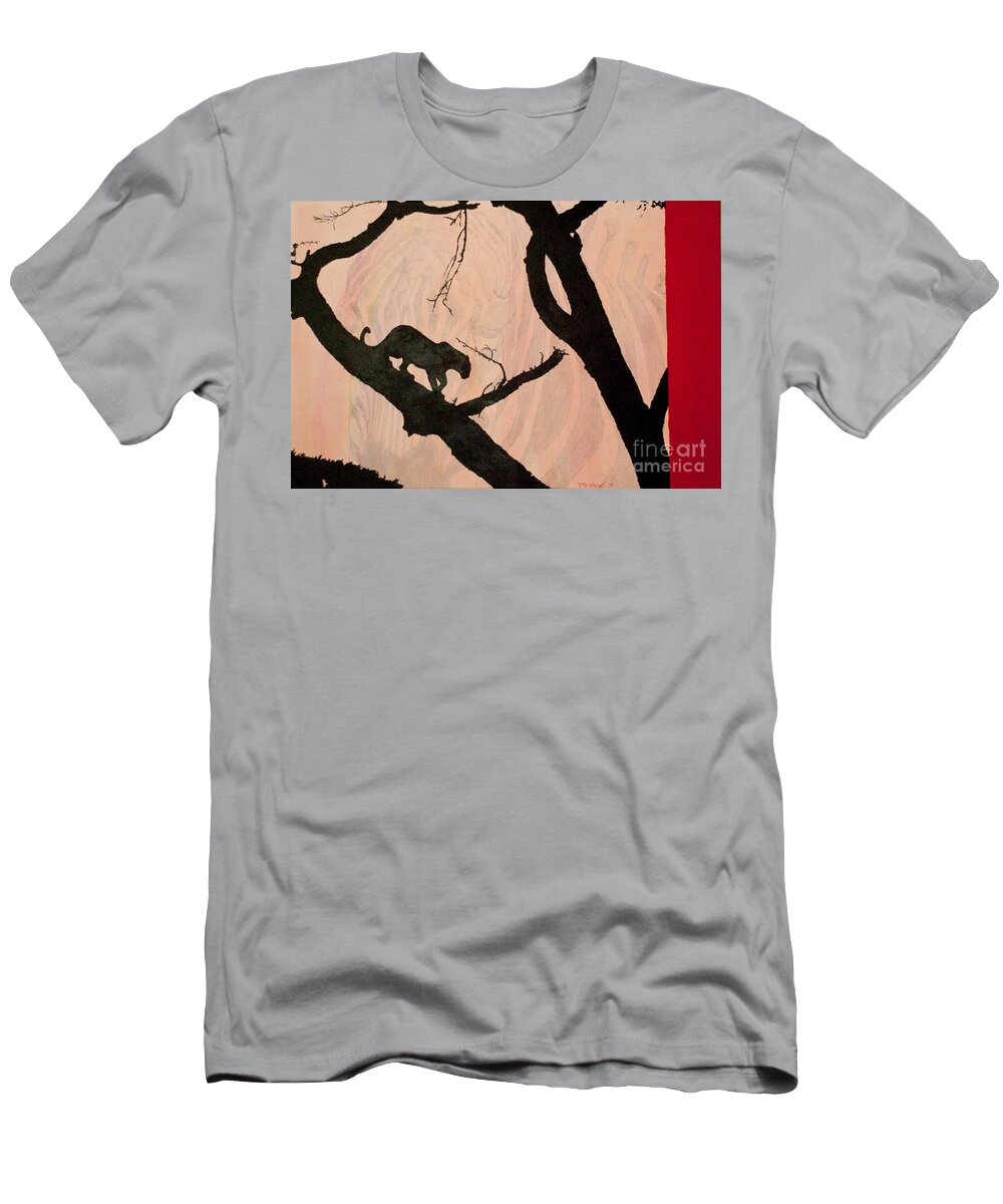 Panther T-Shirt featuring the painting Eyeing The Panther by Paulette B Wright