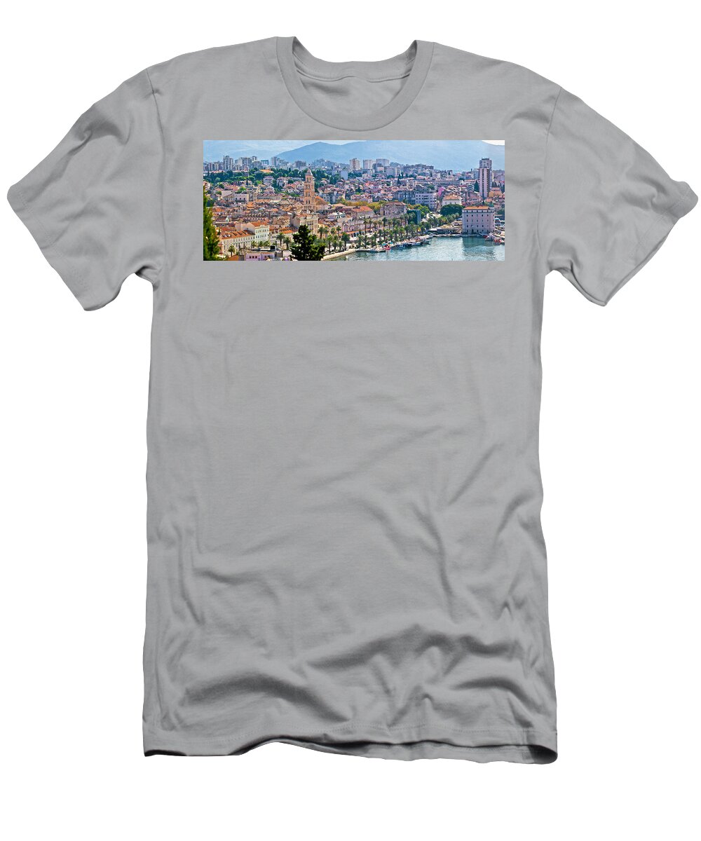 Split T-Shirt featuring the photograph Fabulous Split waterfront aerial panorama by Brch Photography