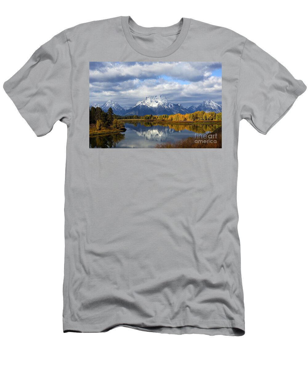 Oxbow Bend T-Shirt featuring the photograph Fall Glory at the Oxbow by Deby Dixon