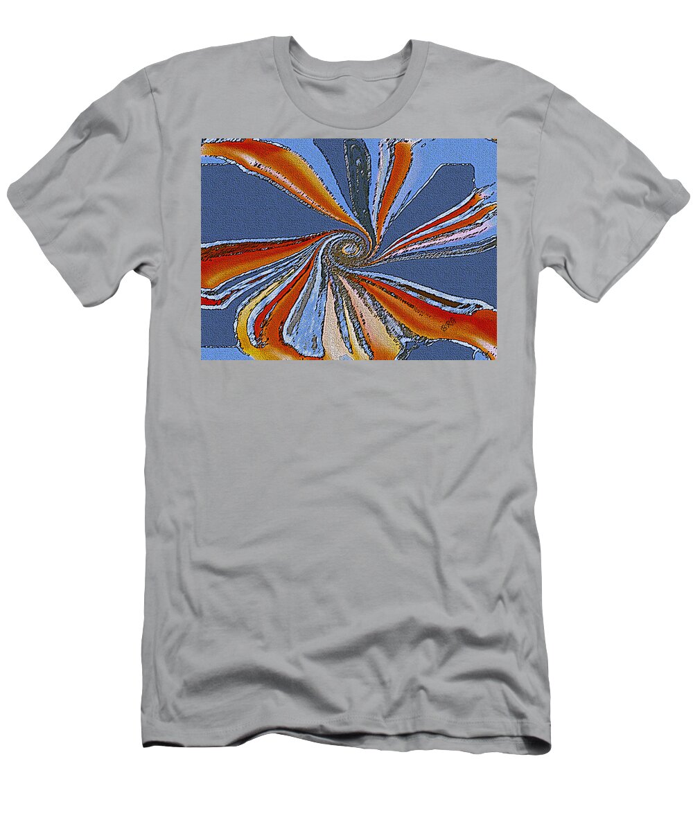 Blue Abstract T-Shirt featuring the digital art Fantasy In Blue by Ben and Raisa Gertsberg