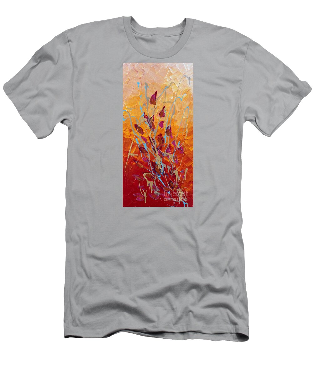 Violet T-Shirt featuring the painting Fascination by Preethi Mathialagan