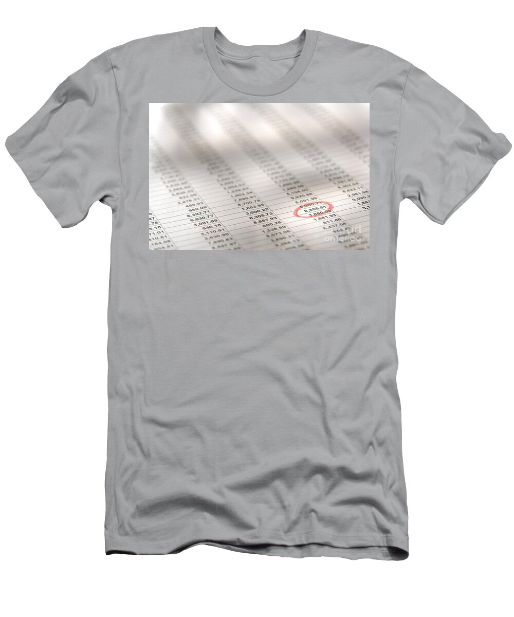 Account T-Shirt featuring the photograph Financial Spreadsheet by Olivier Le Queinec