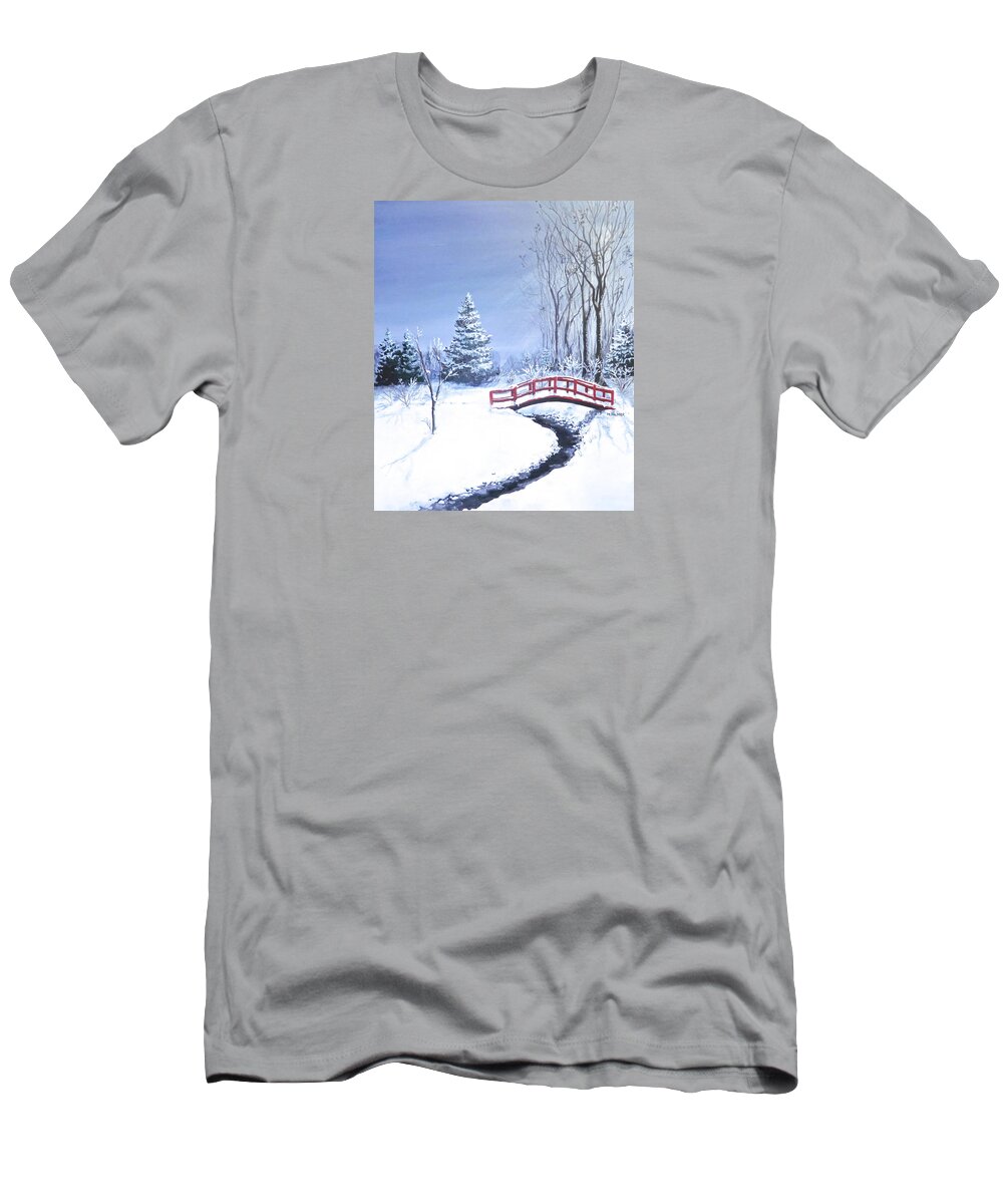 Winter T-Shirt featuring the painting Fire and Ice by Mary Palmer