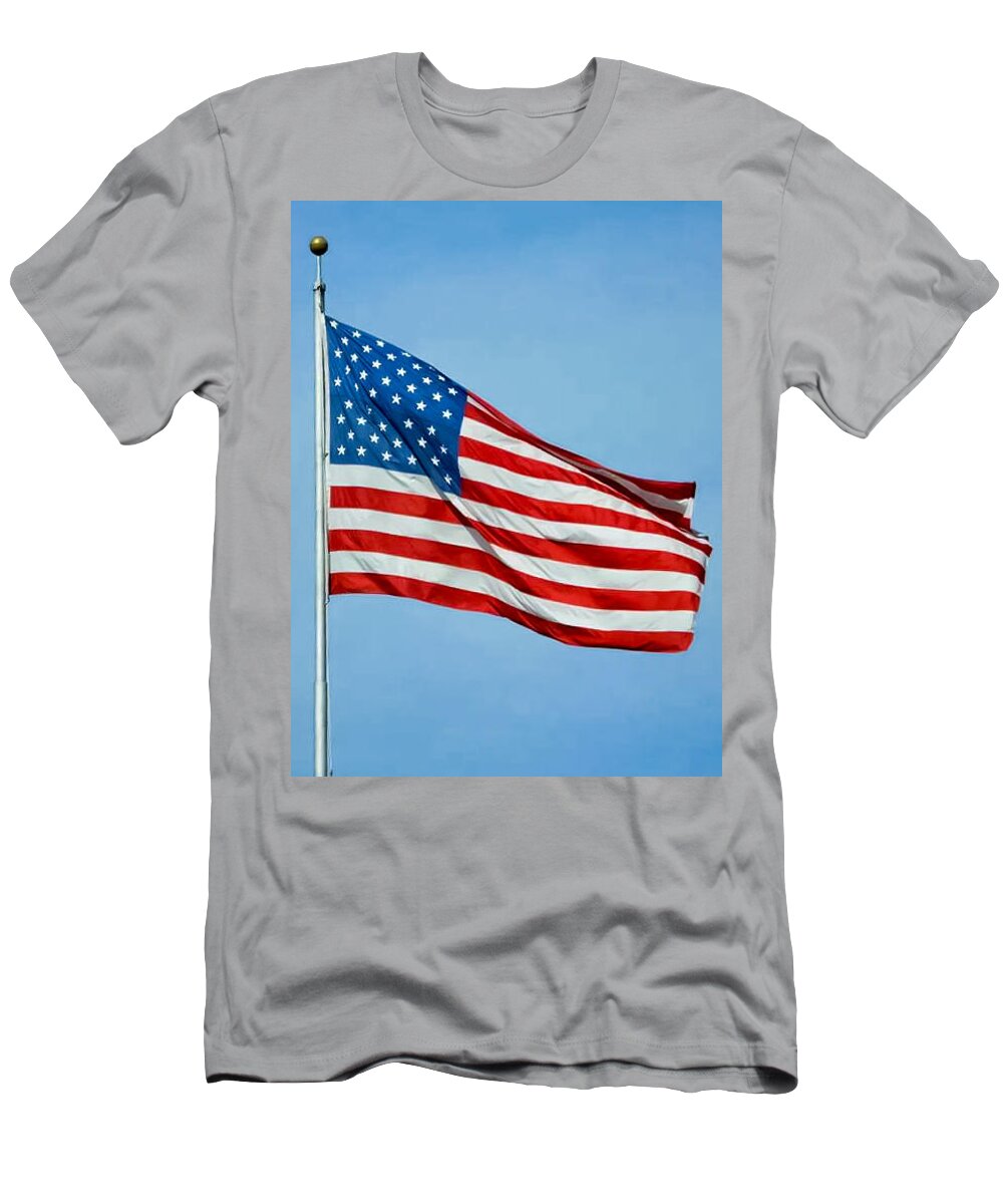 Flag T-Shirt featuring the photograph Flag USA by Holden The Moment