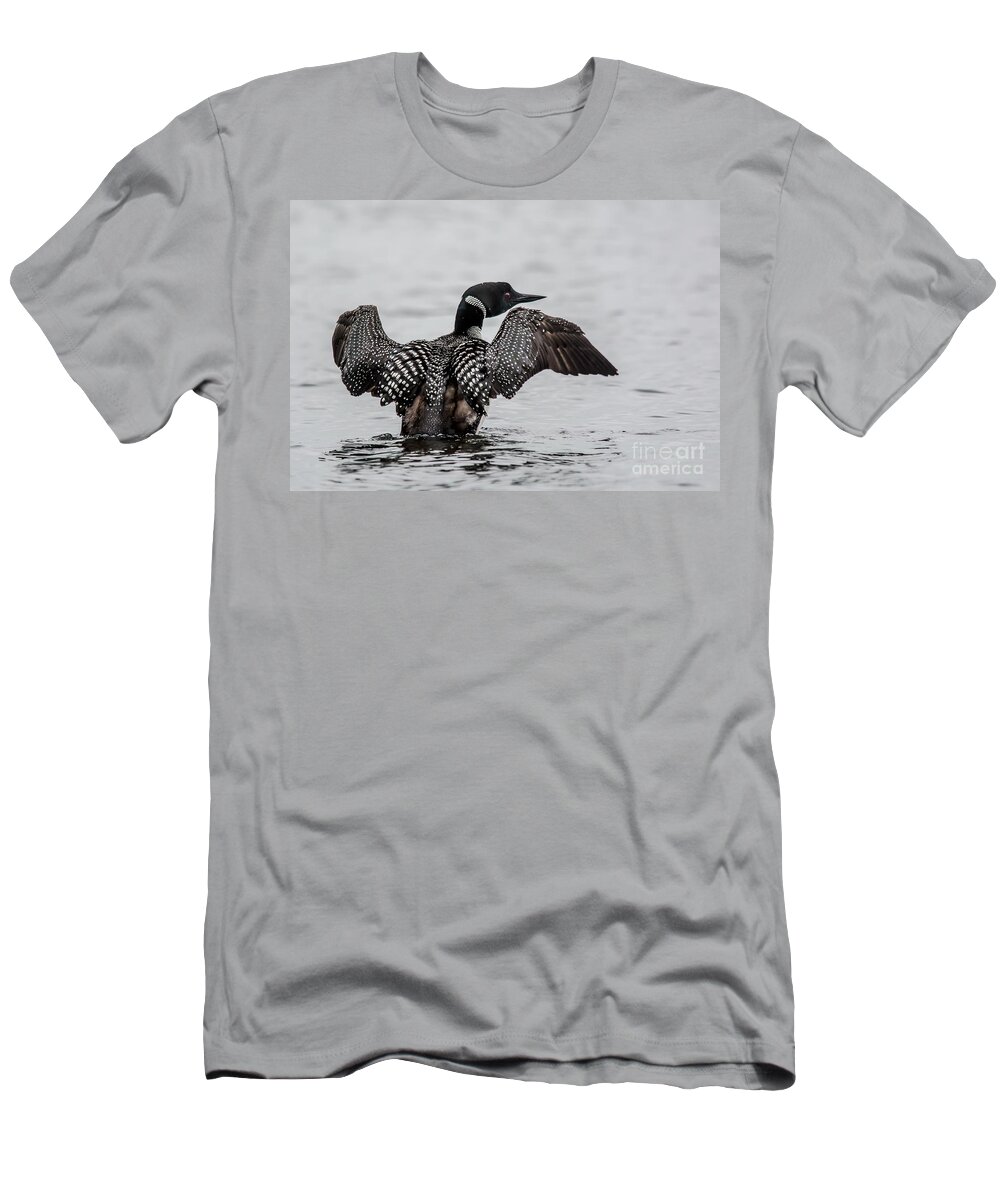 Loon T-Shirt featuring the photograph Flapping Loon by Cheryl Baxter