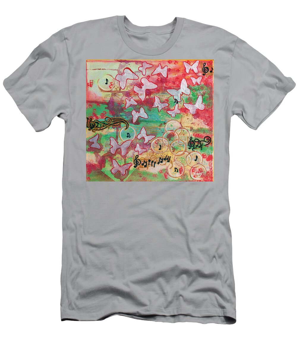 Butterfly T-Shirt featuring the painting Floating In On A Song by Donna Blackhall