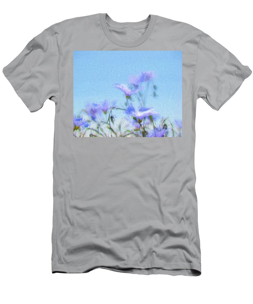 Flowers T-Shirt featuring the digital art Flowers in Blue by Cathy Anderson