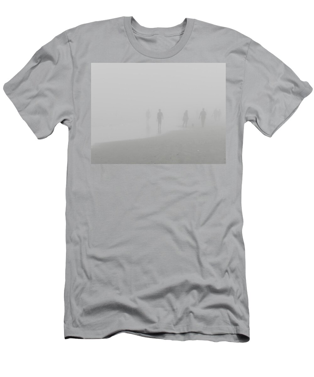 Beach T-Shirt featuring the photograph Foggy Beach Morning by Deborah Ferree